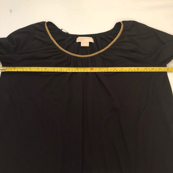Michael Kors Black pleated long sleeve with metallic gold trim - Picture 5 of 7